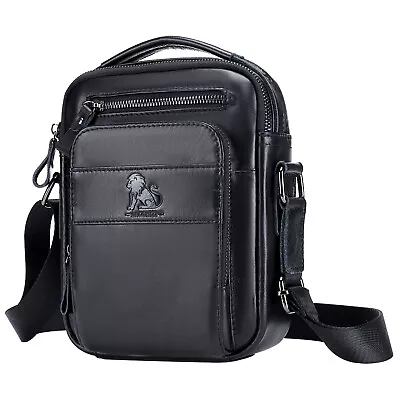 Men Leather Small Messenger Bag Handbag Work Business Crossbody Shoulder Bags • £22.79