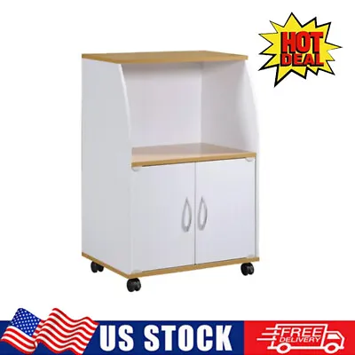 Kitchen Mini Microwave Cart With Wheels Storage Shelf Cabinet Rolling Cupboard • $75.52