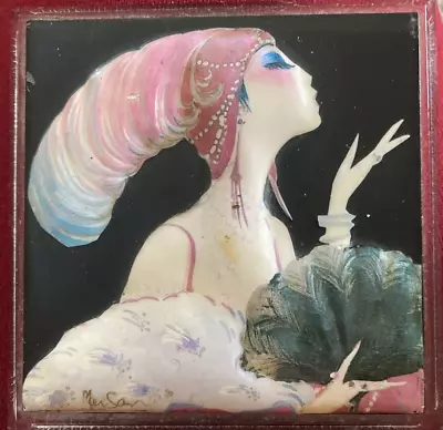 French Art Deco LADY Lucite Acrylic TRINKET BOX Signed Marsan • $19.99