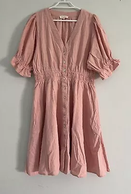 Iris Maxi Dress Pink 100% Cotton Size 14 Boho Vintage Beach Summer Ex Cond • $39