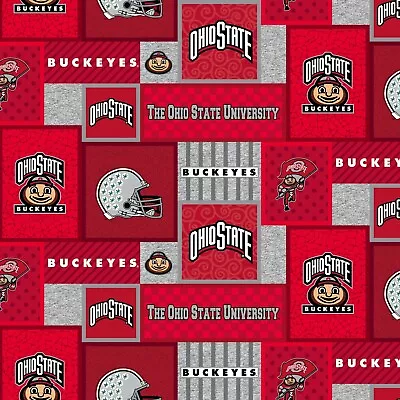 Ohio State University Buckeyes Patchwork Fleece Fabric-Fleece Blanket Fabric • $18.99