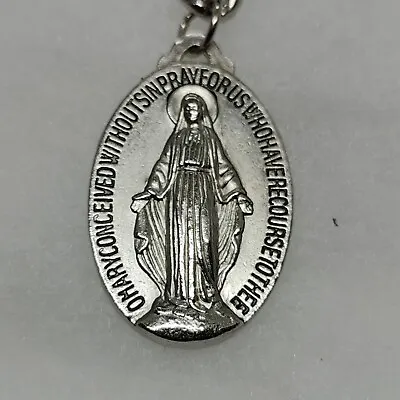 Vintage Miraculous Medal Christian G68 Keychain Silver Tone • $6.99