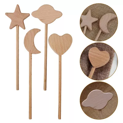  4 Pcs Unfinished Fairy Wands For Girls Wooden Toys No Paint • £11.99