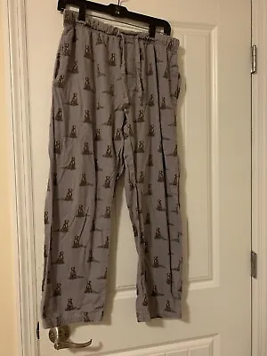 Woolrich Flannel Men's Pajama Pants Gray Brown Dogs Size MEDIUM VGUC • $9.89