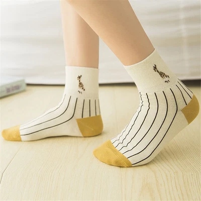 £3.06 • Buy Style Cotton Socks Japanese Tube Socks Striped Cartoon Giraffe Checkered Socks