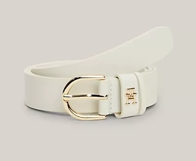 Womens Tommy Hilfiger Essential Effortless Leather Belt 90cm Colour Ecru Rrp $90 • $50