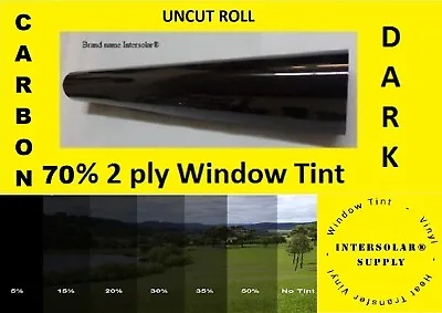 $7.99 • Buy 70 % Uncut 20 X 5 Feet Window Tint Film 2 Ply 10 Yrs Warranty Intersolar® USA Ok
