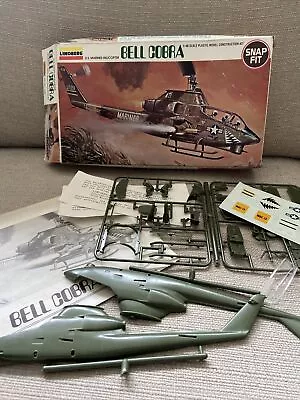 Rare 1978 Lindberg BELL COBRA 1:48 Model Kit 1143 US Marines Helicopter SNAP FIT • £29.99