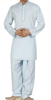 Men's Embroidered Indian Pakistani Punjabi Style Kurta Shalwar Suit XS - XXXL • £20.99
