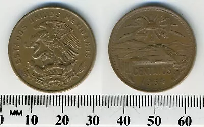 Mexico 1964 - 20 Centavos Bronze Coin - Pyramid Of The Sun At Teotihuacán - #1 • $1