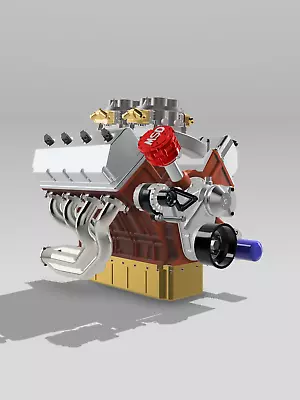 Vintage Hemi Twin Carb Street Engine - 1/24 - 3D Printed • $16.75