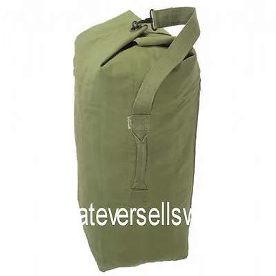 HUGE HEAVY DUTY COTTON CANVAS ARMY KIT BAG For Work Tool Holdall Olive • £19.99