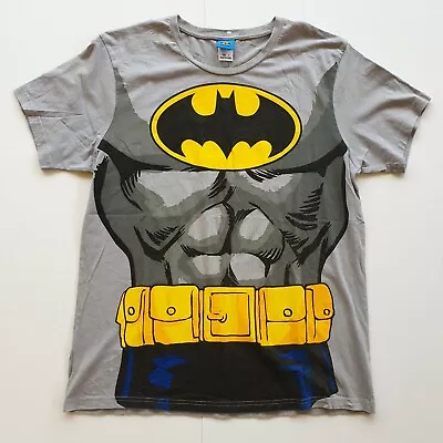 Batman Armour T-Shirt Men's L Grey Batman Logo Utility Belt Plus Size DC Comics • £19.37