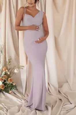 Womens Club L Size 10 Maternity Grey Heather Maxi Dress • £20