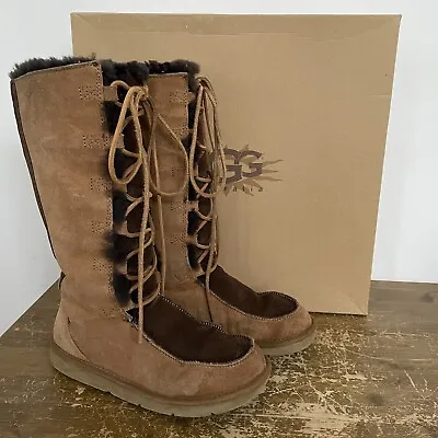 Ugg Australia Whitely Suede Boots Knee Lace Up Shearling 38 UK 4.5 • £45