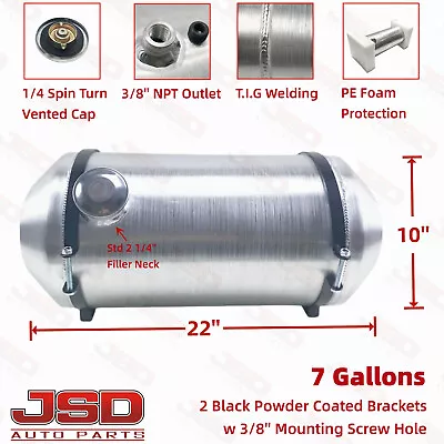 Universal Round Fuel Tank Gas Tank 7 Gallon 10x22 End Fill 3/8 NPT Aluminum Spun • $128.39