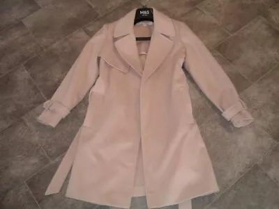 Size 10 Miss Selfridge Petites Smart Light Stone Wrap Coat With Tie Belt • £7.50