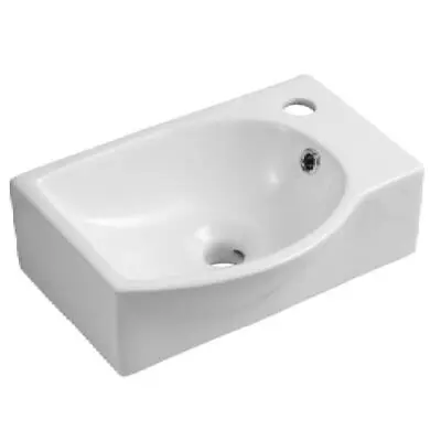 Bathroom Wash Sink Basin Small Wall Hung Gloss White Right Left Hand Ceramic • £33.99