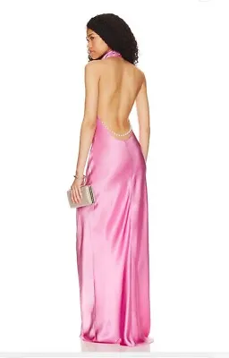 Amanda Uprichard X REVOLVE Karleigh Gown Macaron Pink Silk Pearls XS NWOT $358 • $285