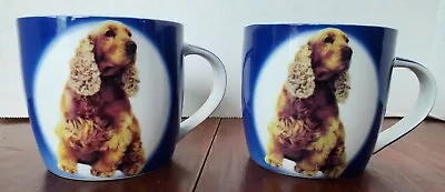 Set Of 2 Mulberry Brand Cocker Spaniel Mug Cup Blue Dog Puppy 12 Oz • $24.99