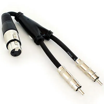 £9.49 • Buy XLR Female To 2 RCA PHONO Male Y Splitter Cable Adapter Mixer Amp Audio Mic DJ