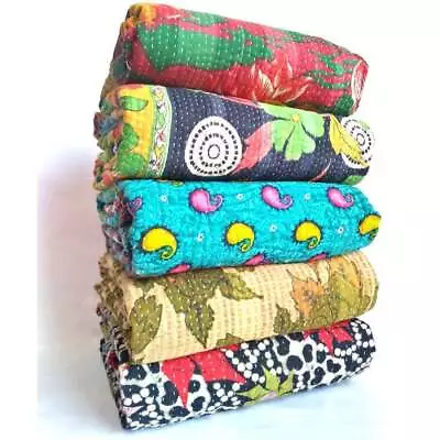 Wholesale Lot Vintage Kantha Quilt Sari Coverlet Sundance Kantha Throw Recycle • $25