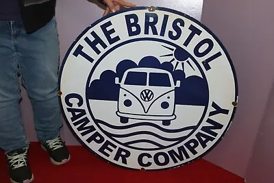 Large VW Volkswagen Van Bristol Camper Co. Beatle Bug 30  Metal Porcelain Sign • $235