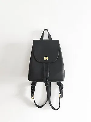 Vintage Coach Black Smooth Leather Drawstring Turnlock 9960 Daypack Backpack • $150
