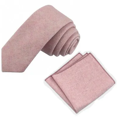 £22 • Buy Vintage Pink Blush Skinny Tweed Wool Tie & Pocket Square Set. Great Reviews. UK.