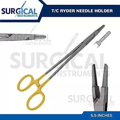 T/C RYDER Needle Holder 5.5  Tungsten Carbide Inserts Surgical Dental German Gr • $10.29