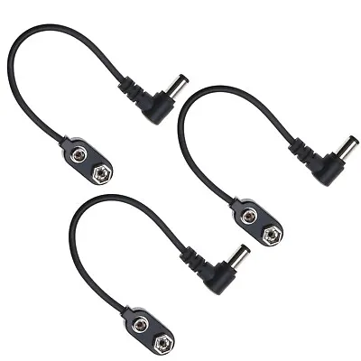 3x Guitar Effects Pedals 9V Battery Clip Converter Power Cable Connector Plug • £8.63
