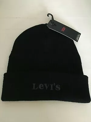 Levi's Vintage Modern Logo Black Beanie Hat - Unisex - One Size - Bnwt • £24.99