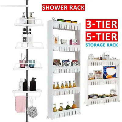 £422.85 • Buy Plastic Shower Caddy Corner Shelf Bathroom Pole Rack Basket Kitchen Storage Unit