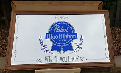 Pabst Blue Ribbon Original Beer Mirror  What'll You Have  Pbr 59x35 Bar Large • $310