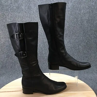 Gabor Boots Womens 7 Tall Riding Black Buckle Strap Knee-Hi Casual Comfort 31503 • $66.99