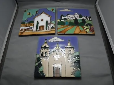 3 California Decorative Art Tiles - Different Missions - Prusa Elany & Jiri • $69.95