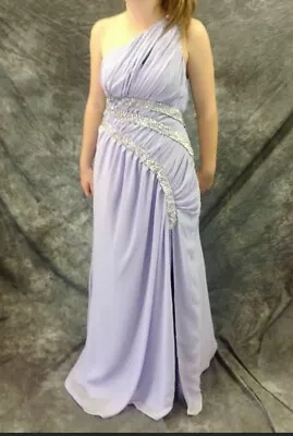 Lilac One Shoulder Formal Gown With Sequins And Front Off Centre Split Lined M • $70