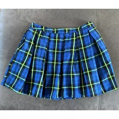 Hot Topic Blue Plaid Skirt Women's Large • $14.40