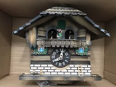 Vintage German  Cuckoo Clock Swiss Musical Weggiserlied Song Dancing Couples 10” • $19.99