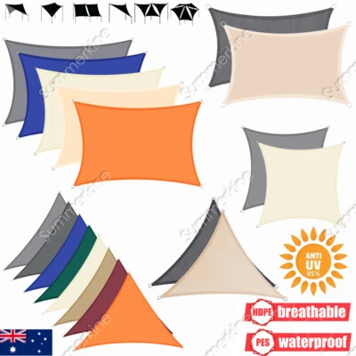 $49.95 • Buy Extra Heavy Duty Shade Sail Shade Cloth Grey Gray Sun Triangle Square Rectangle.