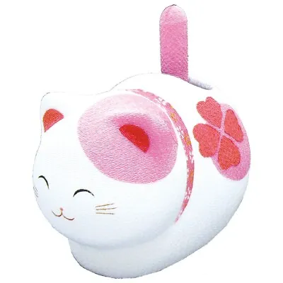 Solar Powered Kyoto Japanese Relax Cat Bobble Tail Feng Shui Neko Chirimen Pink • $66.99
