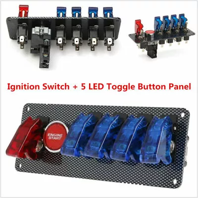 Racing Car 12V Ignition Switch Panel Engine Start LED Push Button Toggle Panel • $38.16