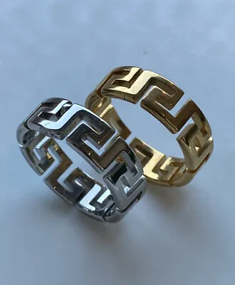 £4.99 • Buy New Womens Mens Stainless Steel Tribal Maze Aztec Band Two Tone Ring