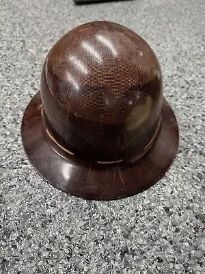 Vintage Brown Miner Full Brim Fiberglass Skullgard Safety Hard Hat MSA Type K • $60