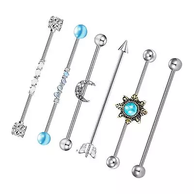 6x Industrial Barbell Earrings Piercing Jewelry Long 38mm 1 • $8.50