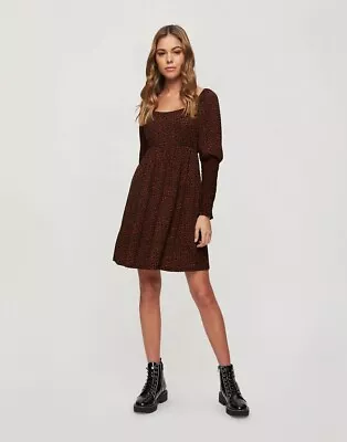 £10 • Buy Miss Selfridge Micro-print Fit And Flare Mini Dress In Red UK 8
