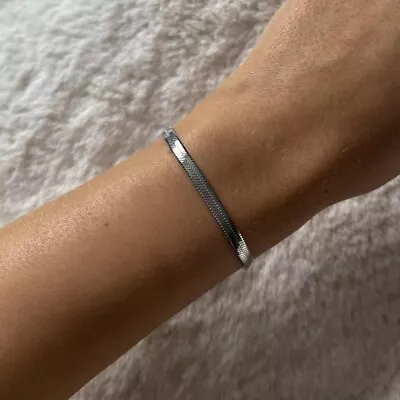 £7.50 • Buy Silver Herringbone Chain Bracelet | Stainless Steel Non Tarnish Waterproof