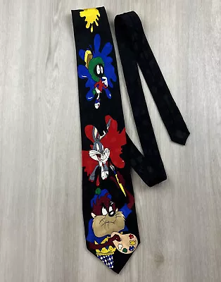 Vintage Looney Tunes Mania Neck Tie Men Accessory Bugs Bunny Taz 1995 100% Silk • $7.19