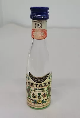 Vintage Miniature EMPTY Liquor Glass Bottle METAXA 5 STAR Brandy • $4.99