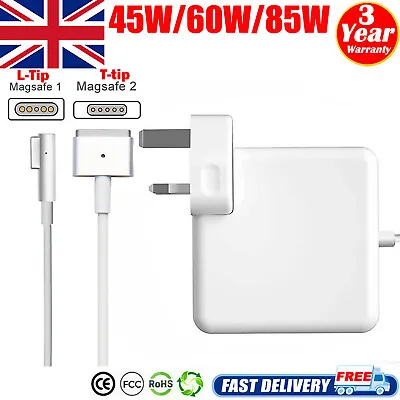 45W 60W 85W Power Adapter Charger Mag 1&2 L/T-Tip For MacBook Pro&Air 2009-2015 • £13.99